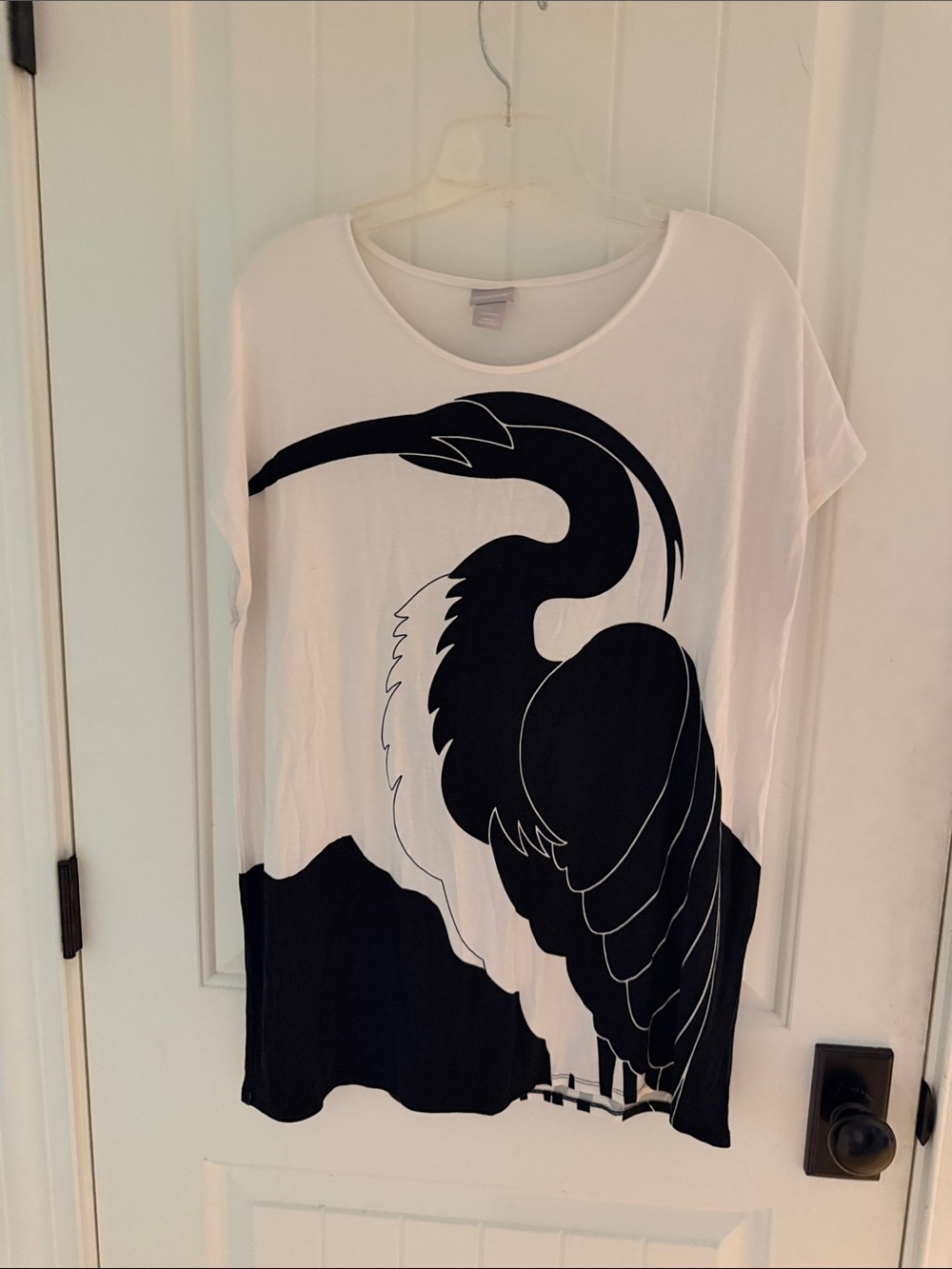 Chicos Heron Graphic  Tee - White and Black Size M